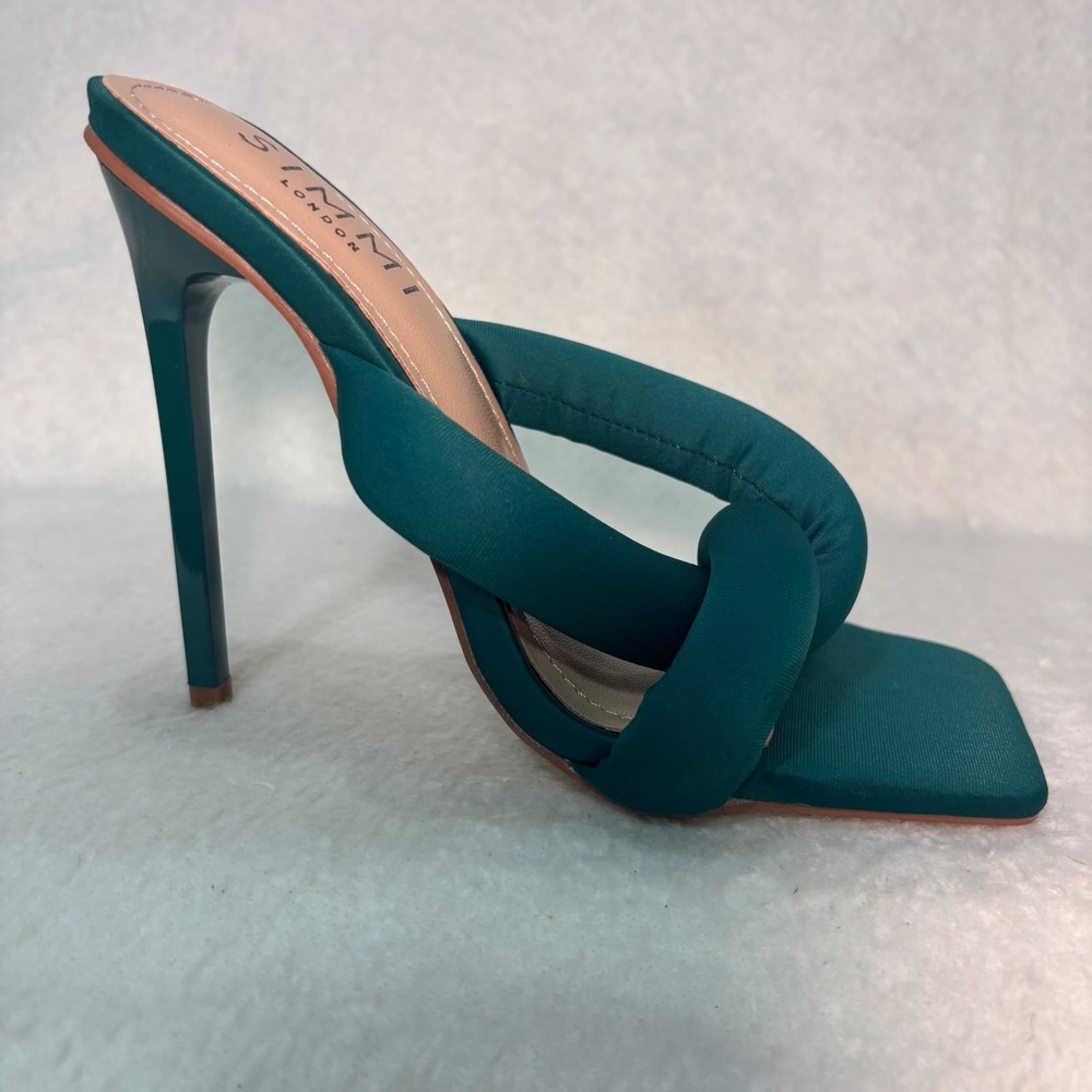 SIMMI London Teal Knotted Square Toe Stiletto‎ Mule Heels Womens US 5 EU 36